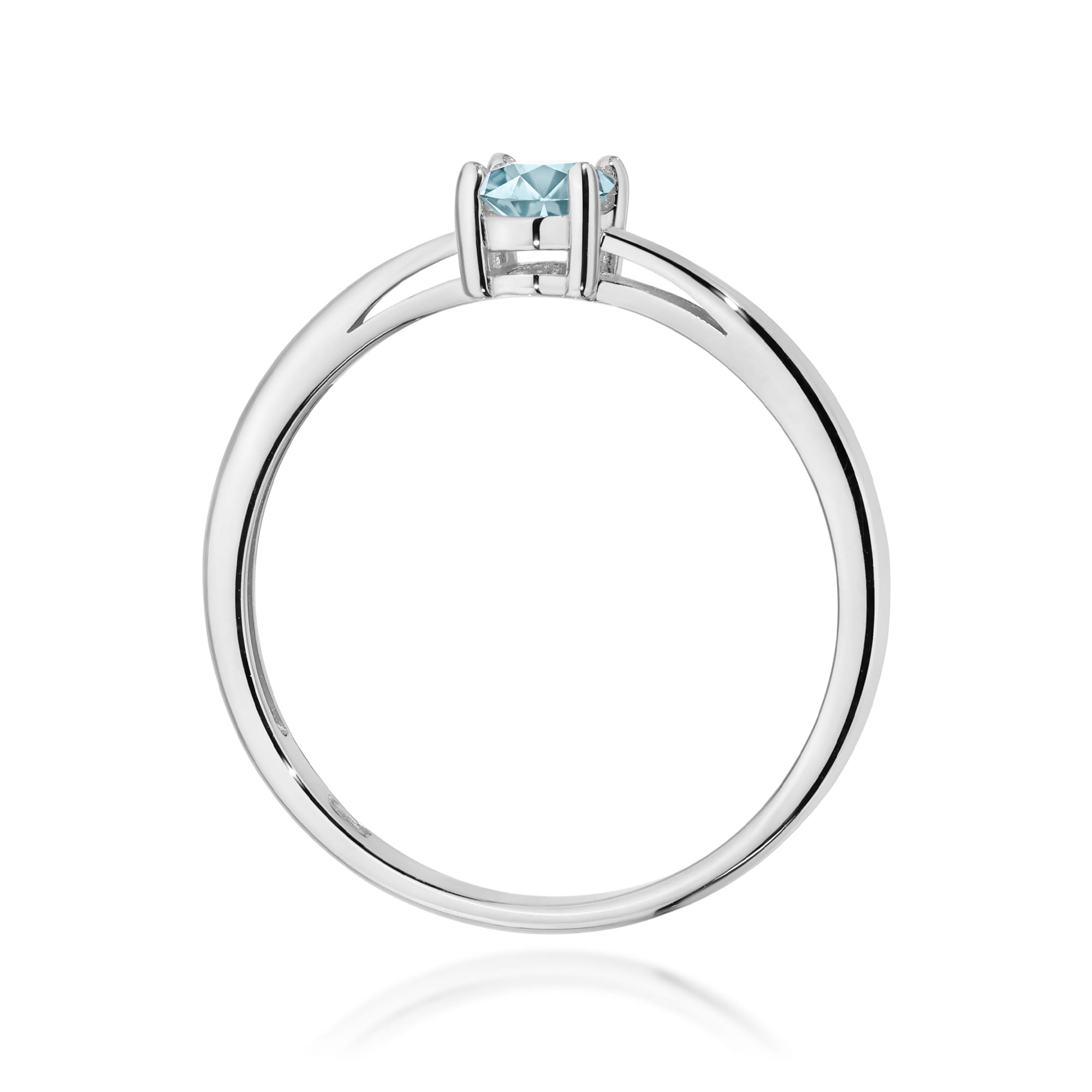 Pierścionek z akwamarynem 0,35 ct W0685 – białe złoto próby 585 – widok produktu 3