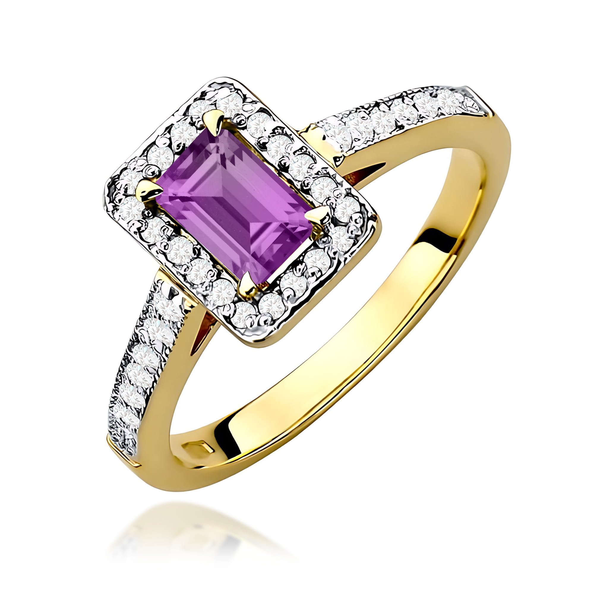 Ring with amethyst 0,50 ct and diamonds – product image 1