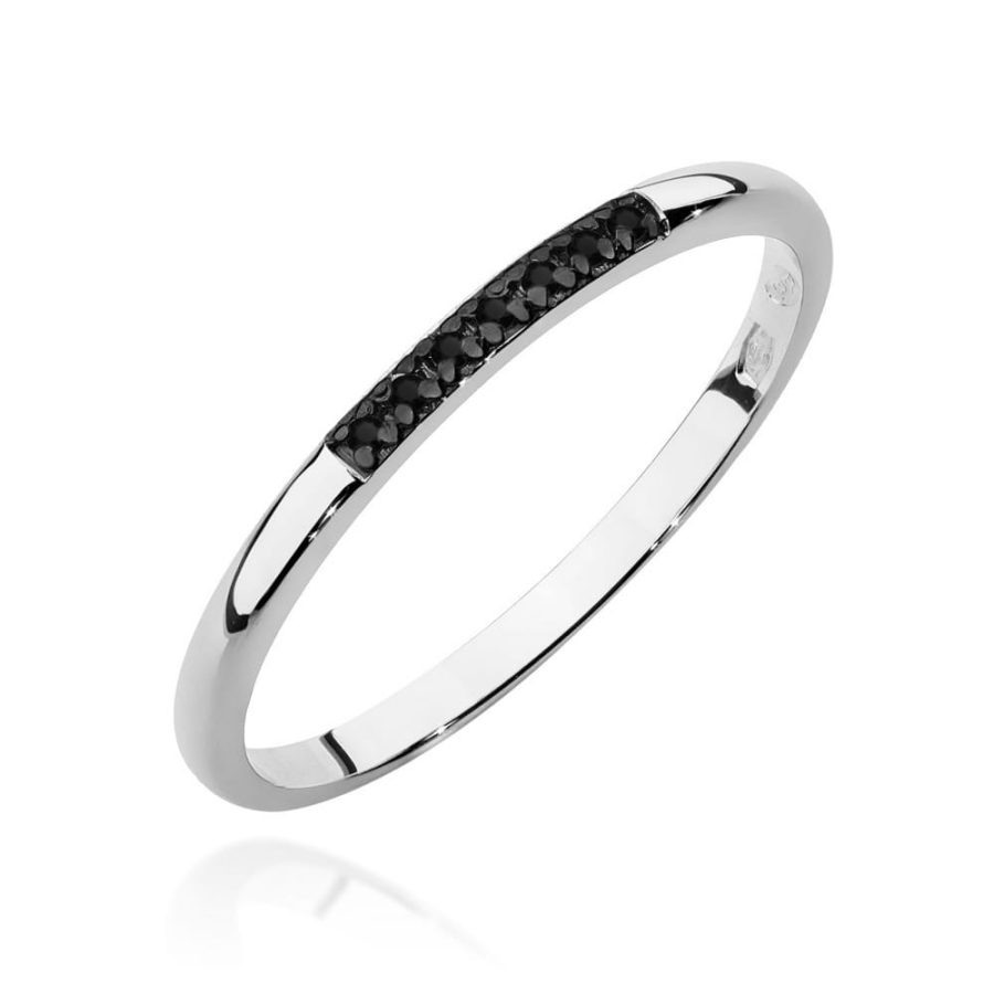 Pierścionek z diamentami 0,035 ct – białe złoto próby 585 – widok produktu 1