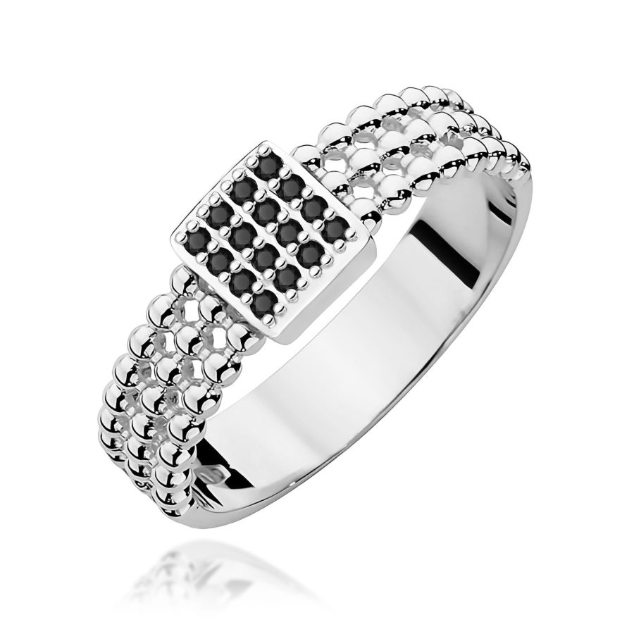 Pierścionek z diamentami 0,08 ct W0353 – białe złoto próby 585 – widok produktu 1