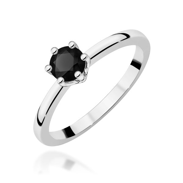 Pierścionek z czarnym diamentem 0,50 ct W0563 – białe złoto próby 585 – widok produktu 1