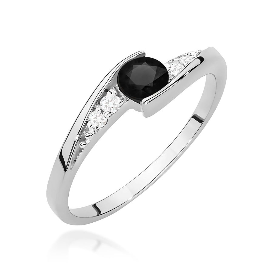 Pierścionek z czarnym diamentem 0,30 ct W0618 – białe złoto próby 585 – widok produktu 1