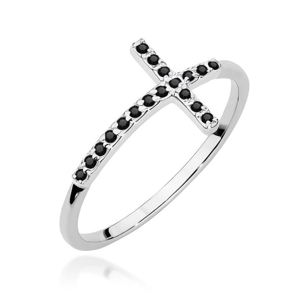 Pierścionek z diamentami 0,09 ct W0636 – białe złoto próby 585 – widok produktu 1