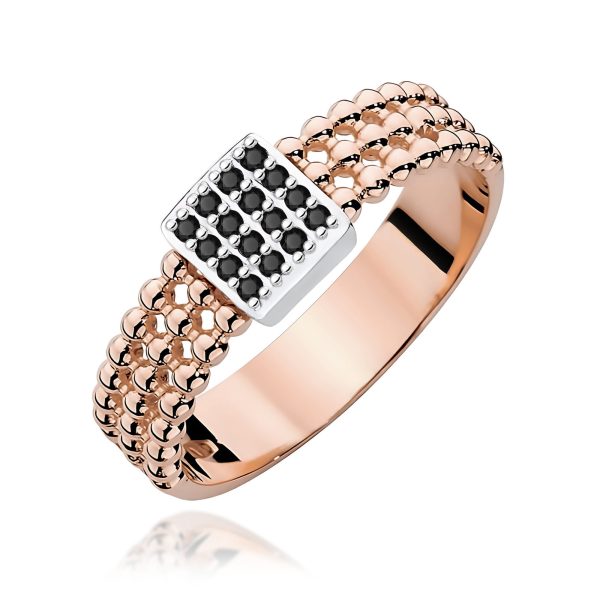 Pierścionek z diamentami 0,08 ct W0353 – różowe złoto próby 585 – widok produktu 1