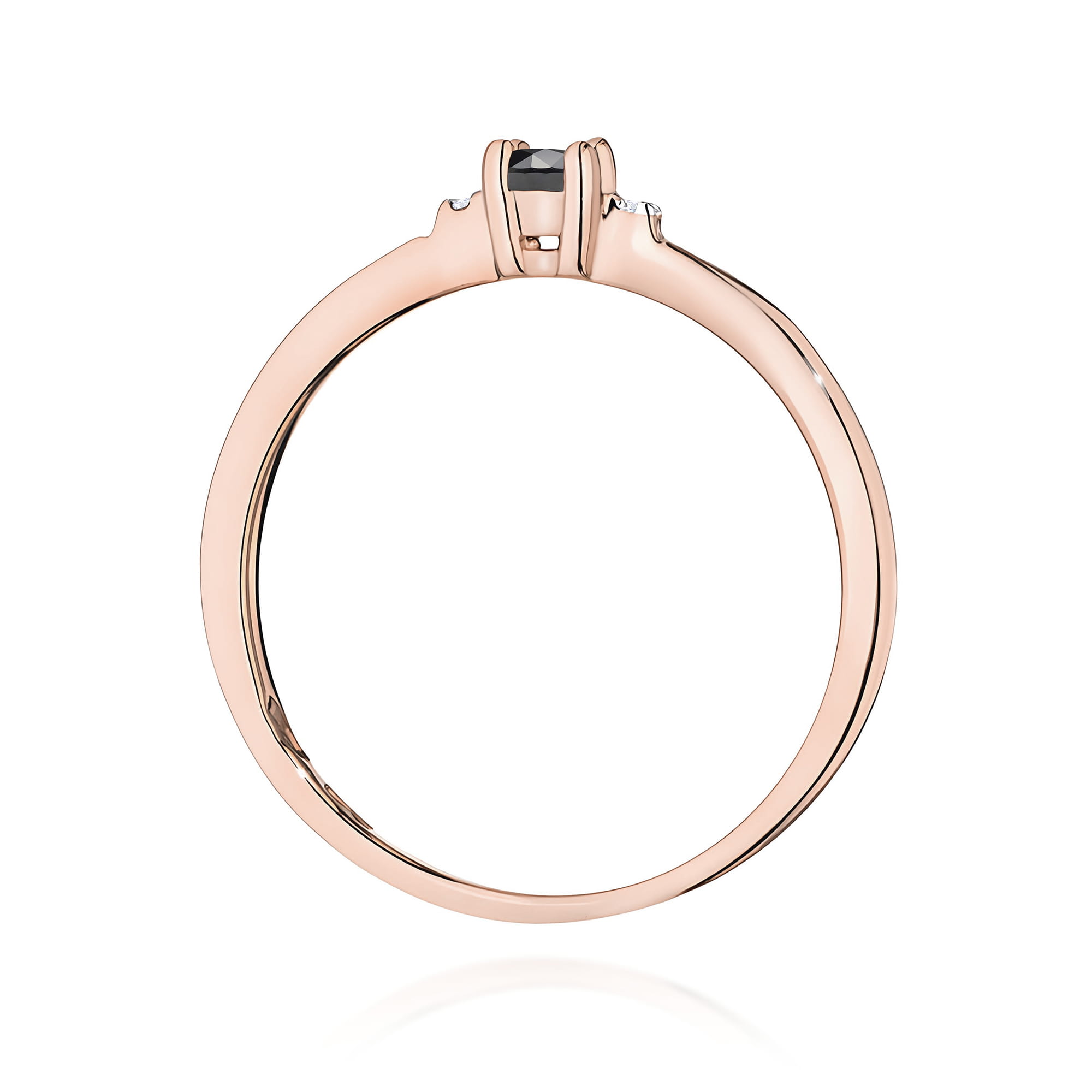 Pierścionek z czarnym diamentem 0,12 ct W0464 – różowe złoto próby 585 – widok produktu 3