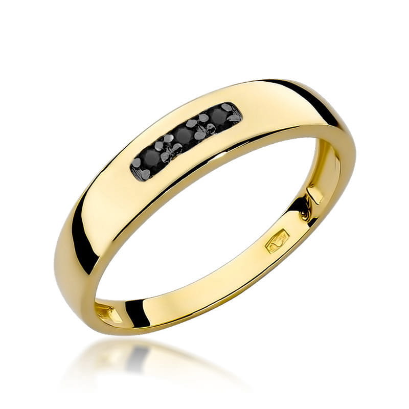 Pierścionek z diamentami 0,044 ct W0235 – żółte złoto próby 585 – widok produktu 1