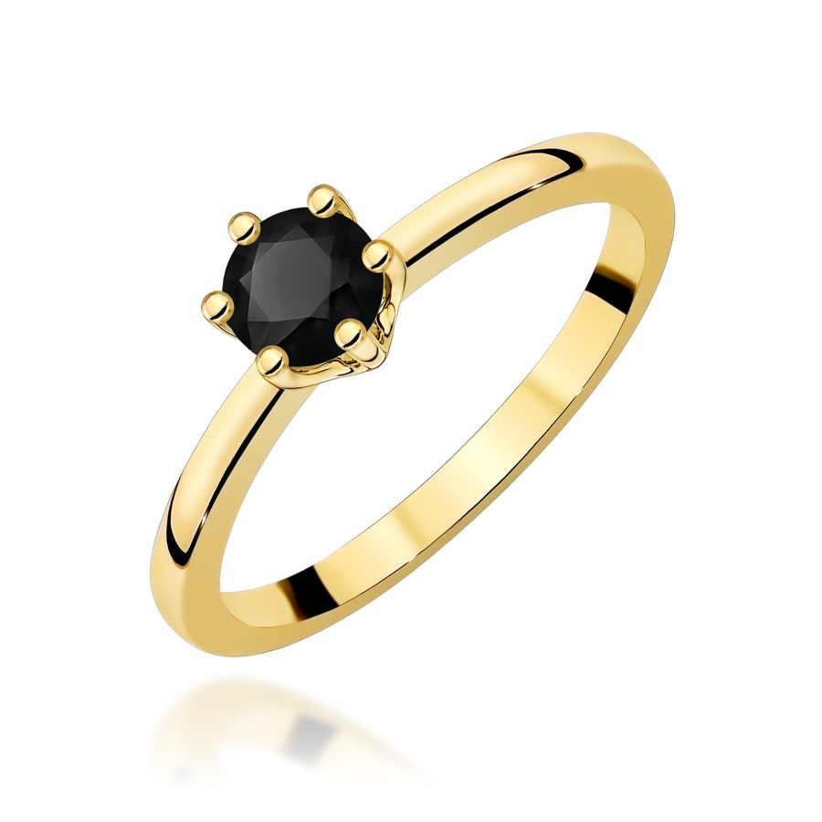 Pierścionek z czarnym diamentem 0,50 ct W0563 – żółte złoto próby 585 – widok produktu 1