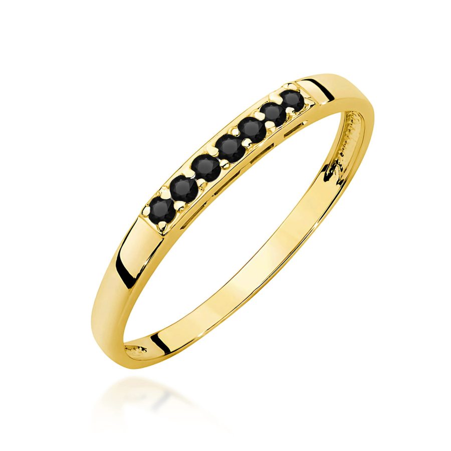 Pierścionek z czarnym diamentem 0,12 ct W0619 – żółte złoto próby 585 – widok produktu 1