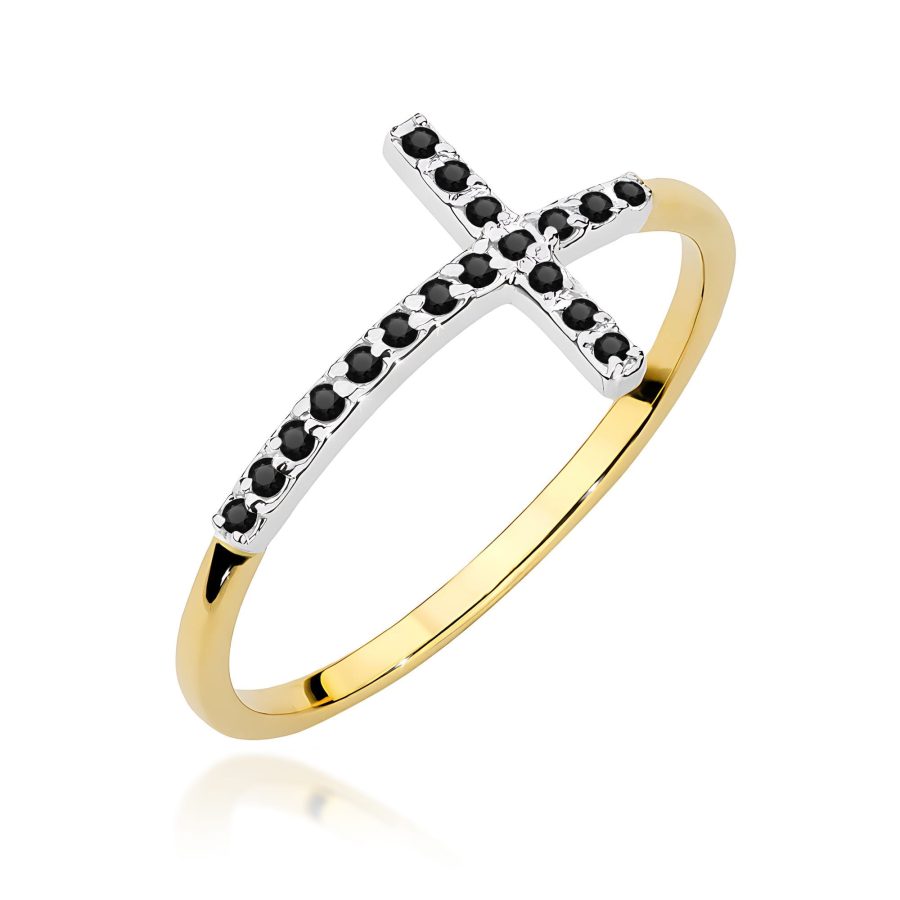 Pierścionek z diamentami 0,09 ct W0636 – żółte złoto próby 585 – widok produktu 1
