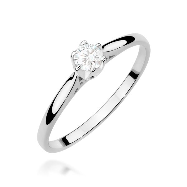 Pierścionek z diamentem 0,18 ct W0672 – białe złoto próby 585 – widok produktu 1