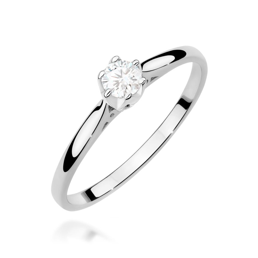 Pierścionek z diamentem 0,18 ct W0672 – białe złoto próby 585 – widok produktu 1
