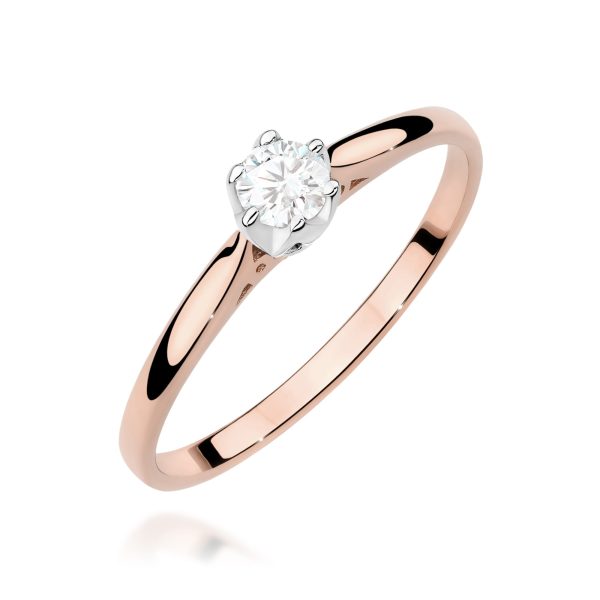 Pierścionek z diamentem 0,18 ct W0672 – różowe złoto próby 585 – widok produktu 1