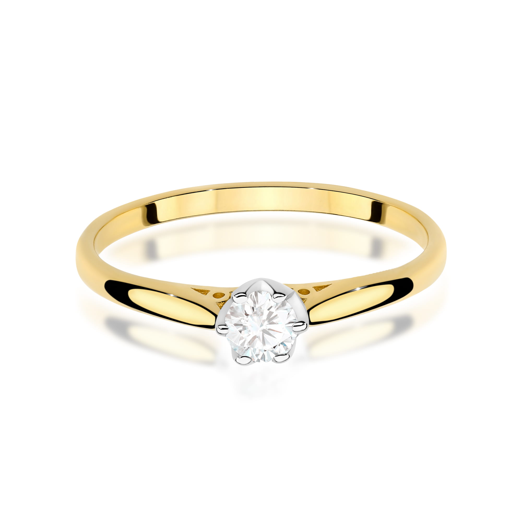 Pierścionek z diamentem 0,18 ct W0672 – żółte złoto próby 585 – widok produktu 2