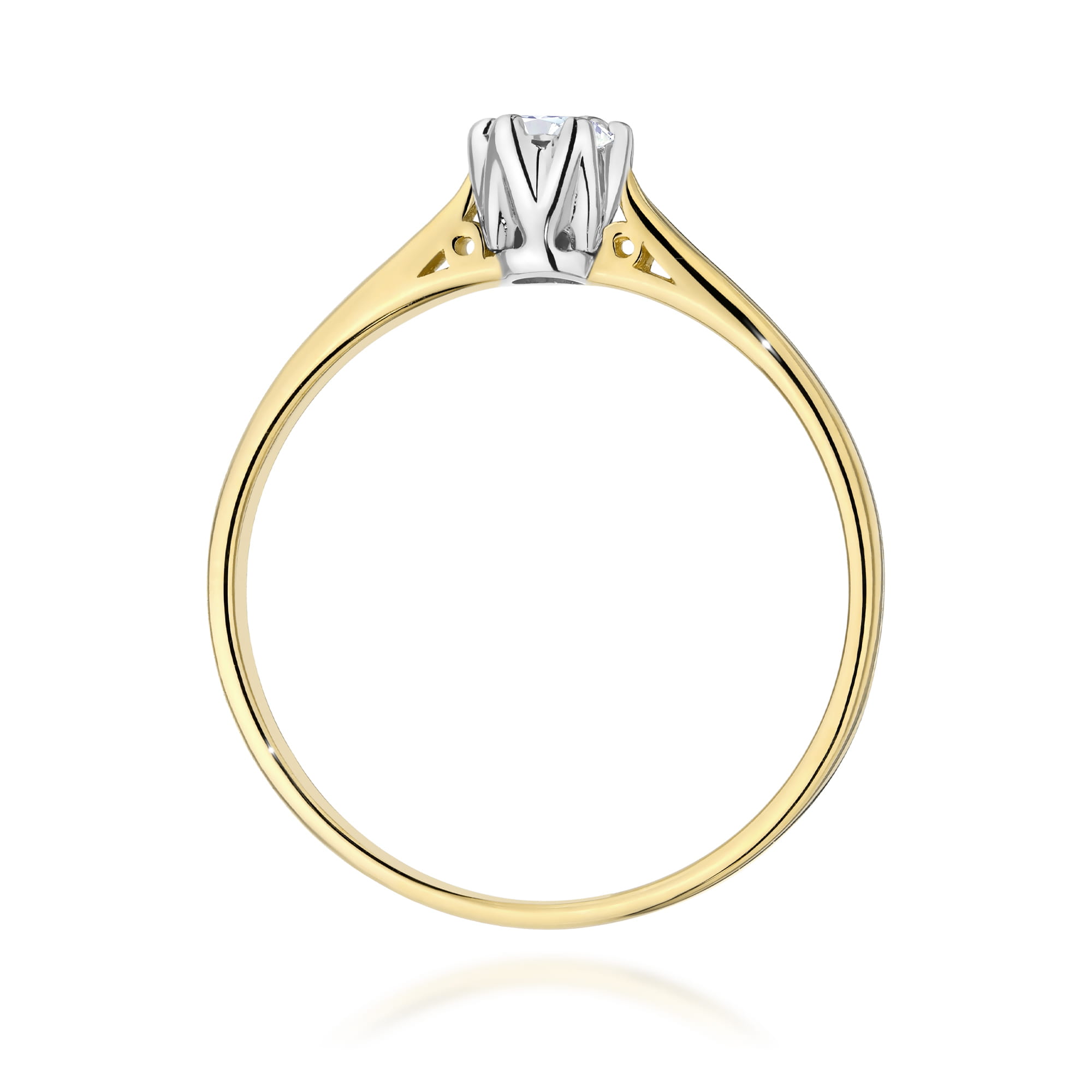 Pierścionek z diamentem 0,18 ct W0672 – żółte złoto próby 585 – widok produktu 3