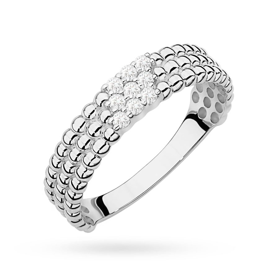 Pierścionek z diamentami 0,13 ct W0621 – białe złoto próby 585 – widok produktu 1