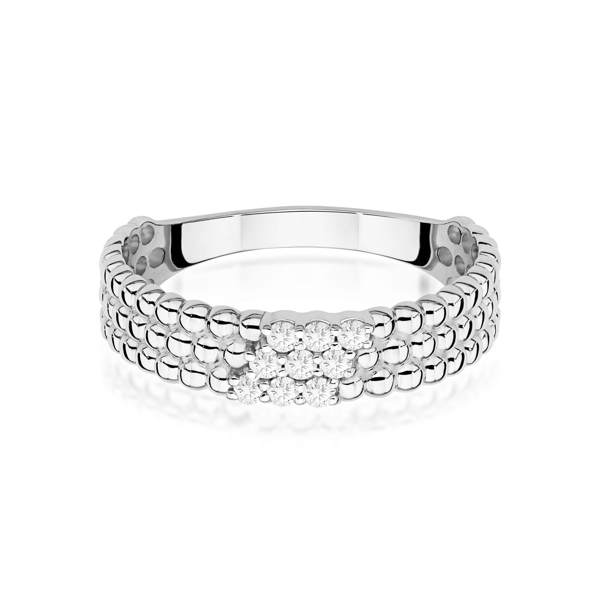 Pierścionek z diamentami 0,13 ct W0621 – białe złoto próby 585 – widok produktu 2