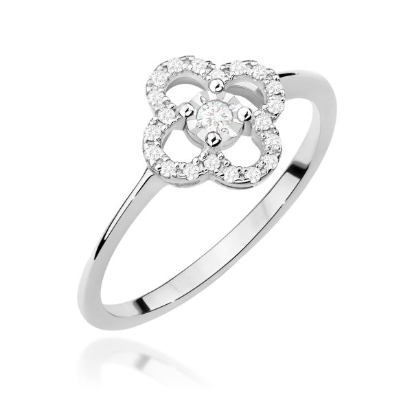 Pierścionek z diamentem 0,13 ct W0627 – białe złoto próby 585 – widok produktu 1