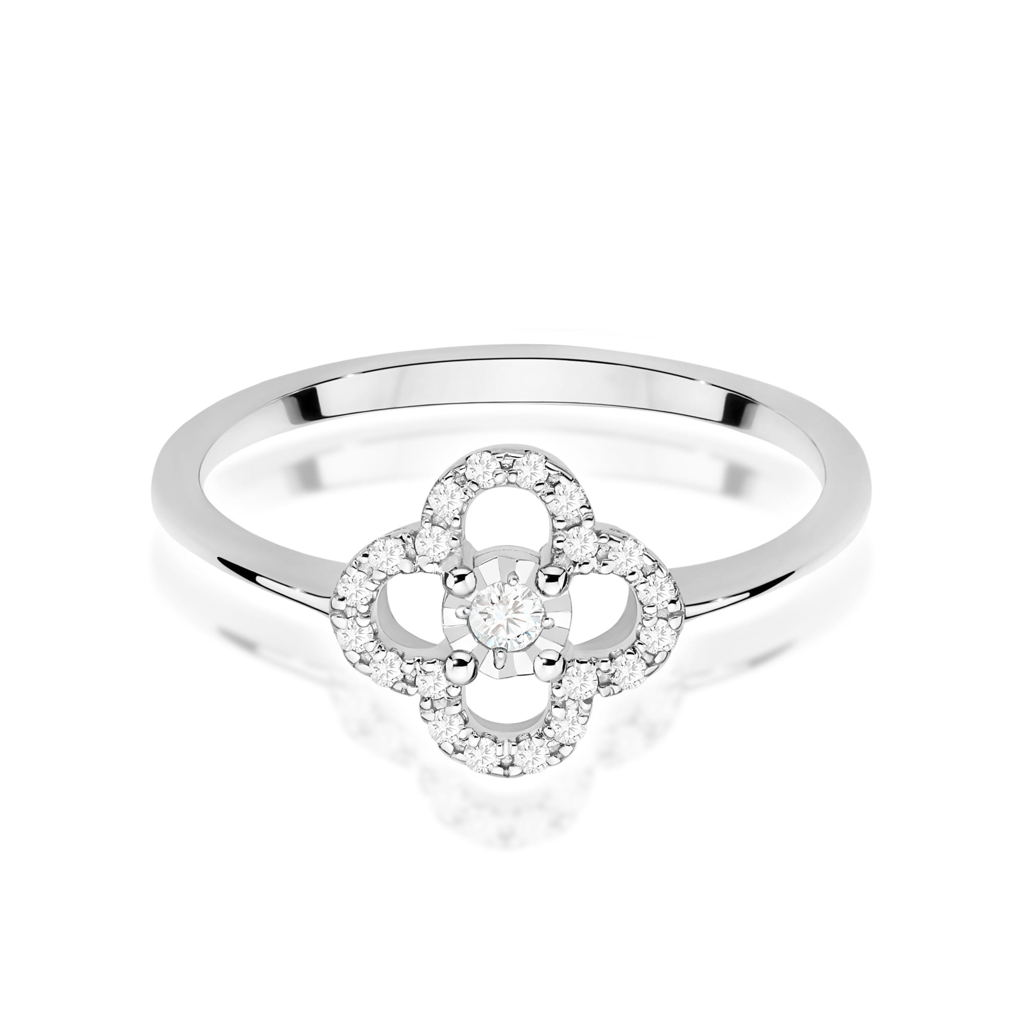Pierścionek z diamentem 0,13 ct W0627 – białe złoto próby 585 – widok produktu 2