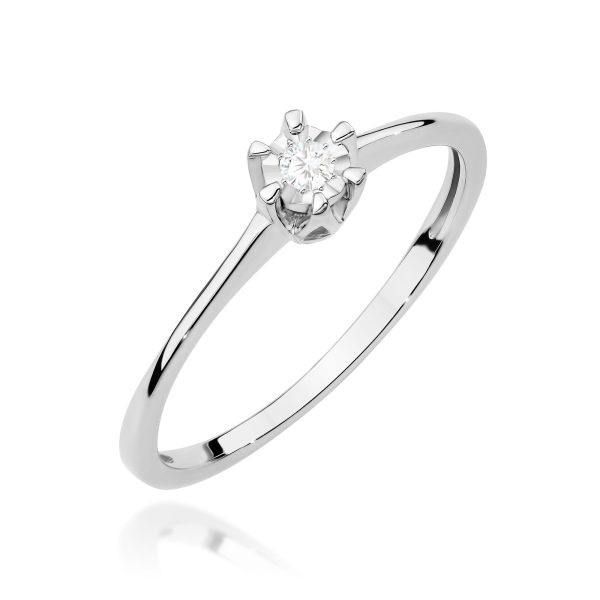 Pierścionek z diamentem 0,03 ct W0628 – białe złoto próby 585 – widok produktu 1