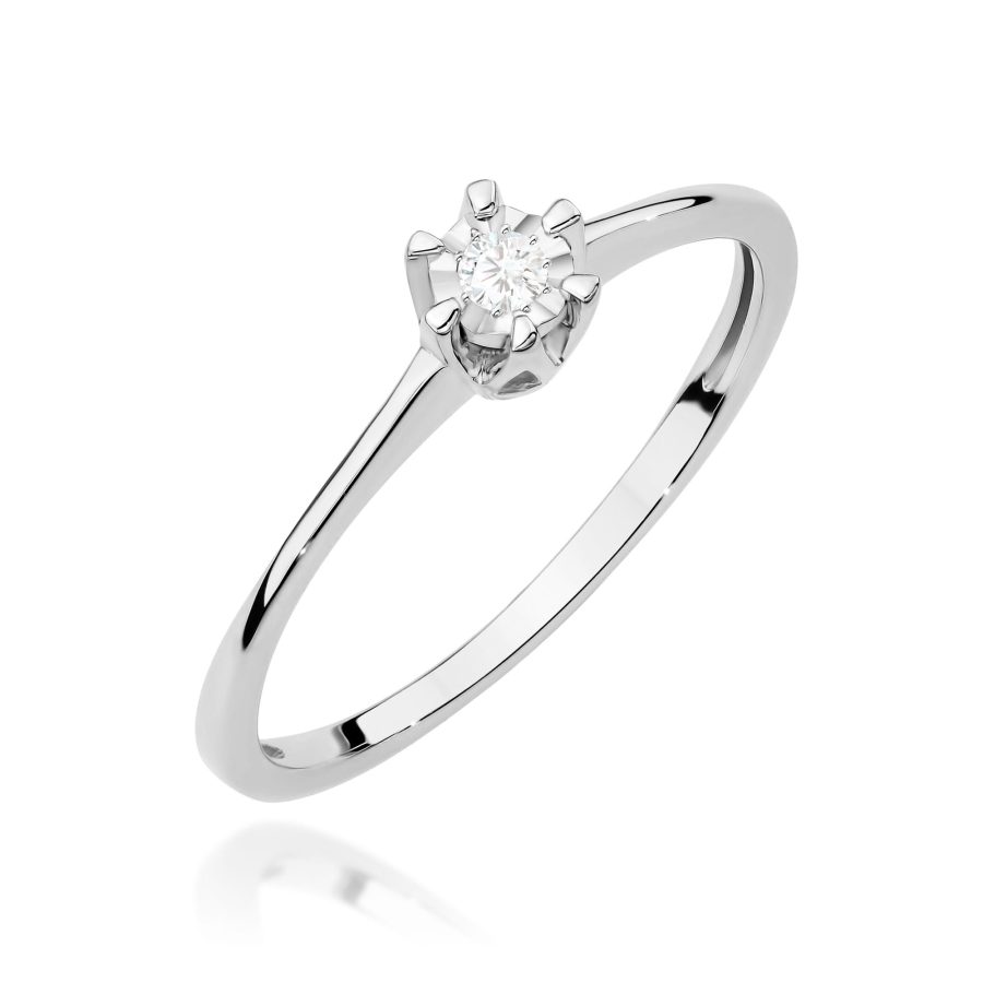 Pierścionek z diamentem 0,03 ct W0628 – białe złoto próby 585 – widok produktu 1