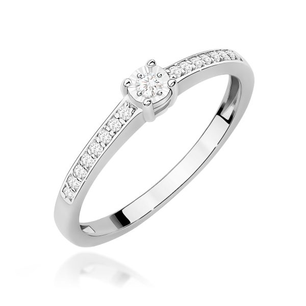 Pierścionek z diamentem 0,11 ct W0648 – białe złoto próby 585 – widok produktu 1