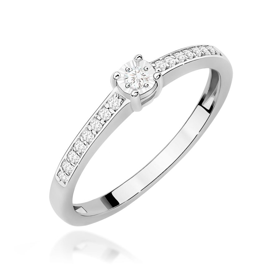 Pierścionek z diamentem 0,11 ct W0648 – białe złoto próby 585 – widok produktu 1