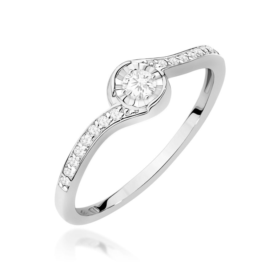 Pierścionek z diamentem 0,16 ct W0658 – białe złoto próby 585 – widok produktu 1