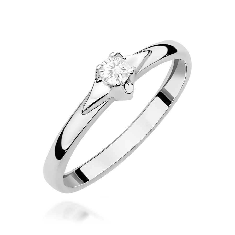 Pierścionek z diamentem 0,15 ct W0666 – białe złoto próby 585 – widok produktu 1