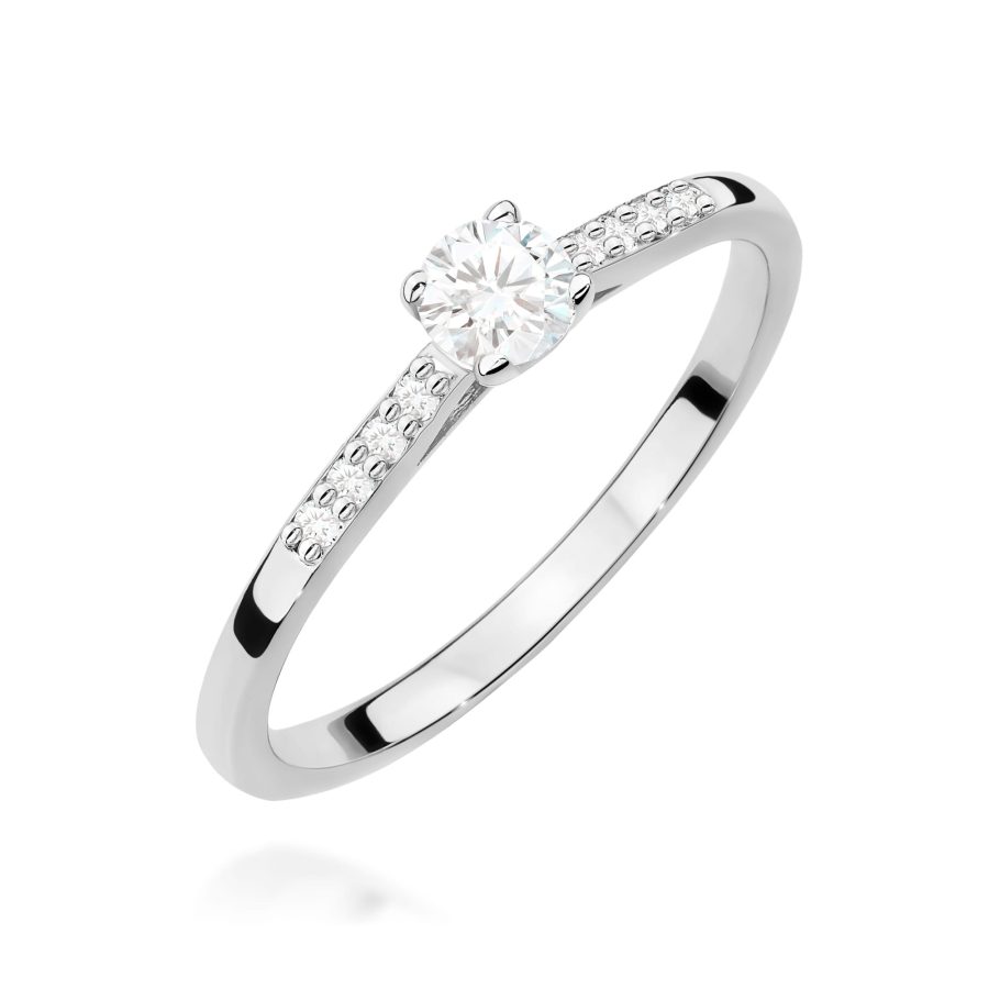 Pierścionek z diamentem 0,32 ct W0668 – białe złoto próby 585 – widok produktu 1