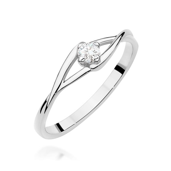 Pierścionek z diamentem 0,10 ct W0669 – białe złoto próby 585 – widok produktu 1