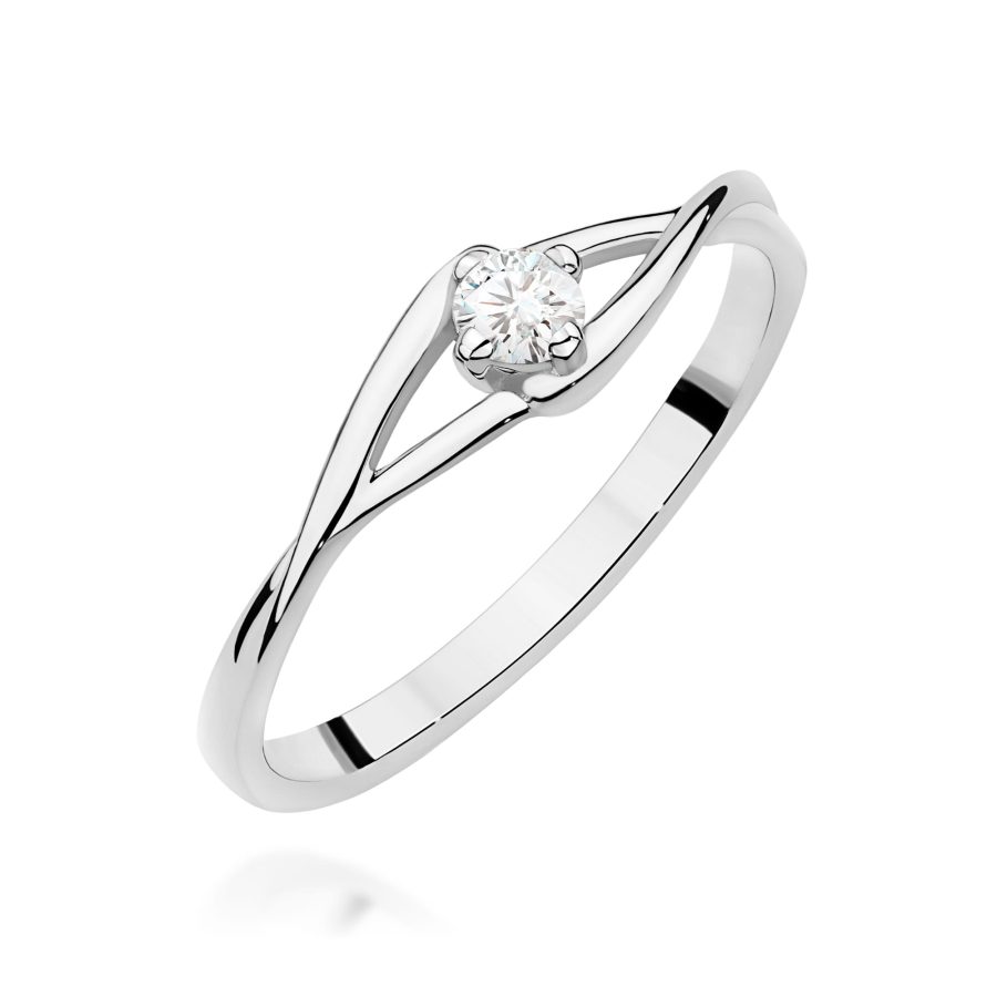 Pierścionek z diamentem 0,10 ct W0669 – białe złoto próby 585 – widok produktu 1