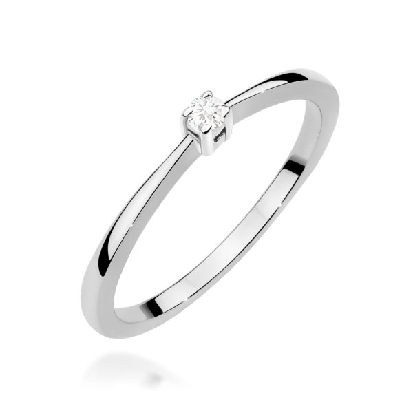 Pierścionek z diamentem 0,05 ct W0670 – białe złoto próby 585 – widok produktu 1
