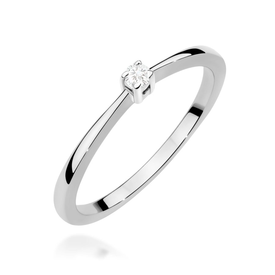 Pierścionek z diamentem 0,05 ct W0670 – białe złoto próby 585 – widok produktu 1