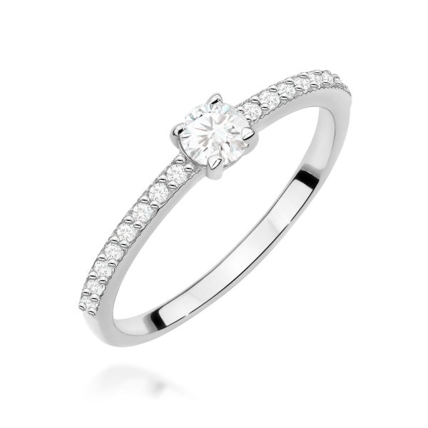 Pierścionek z diamentem 0,39 ct W0671 – białe złoto próby 585 – widok produktu 1