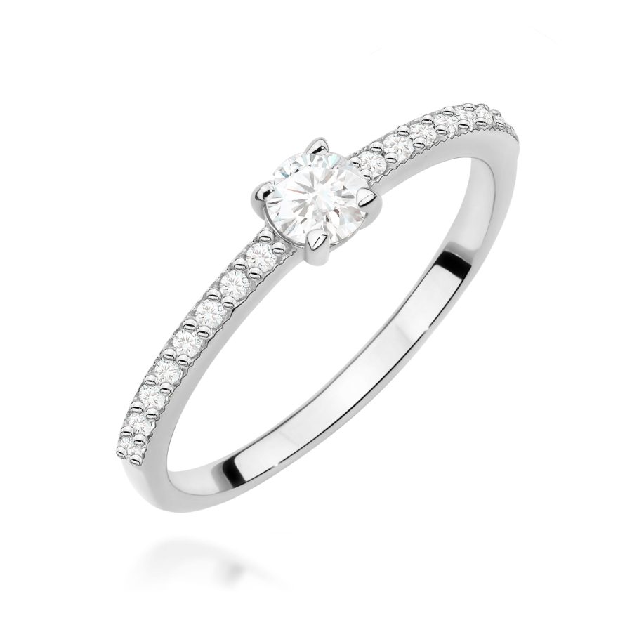 Pierścionek z diamentem 0,39 ct W0671 – białe złoto próby 585 – widok produktu 1