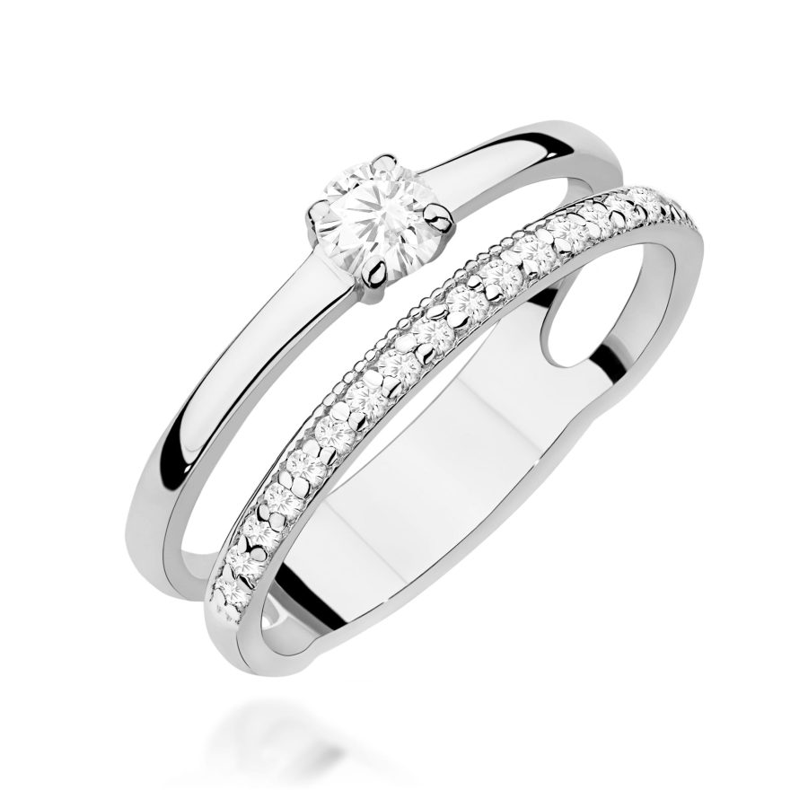 Pierścionek z diamentem 0,40 ct W0674 – białe złoto próby 585 – widok produktu 1