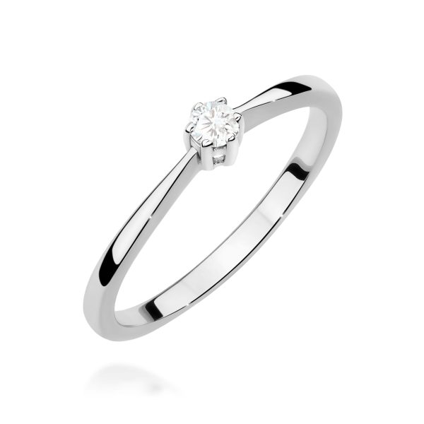 Pierścionek z diamentem 0,10 ct W0675 – białe złoto próby 585 – widok produktu 1