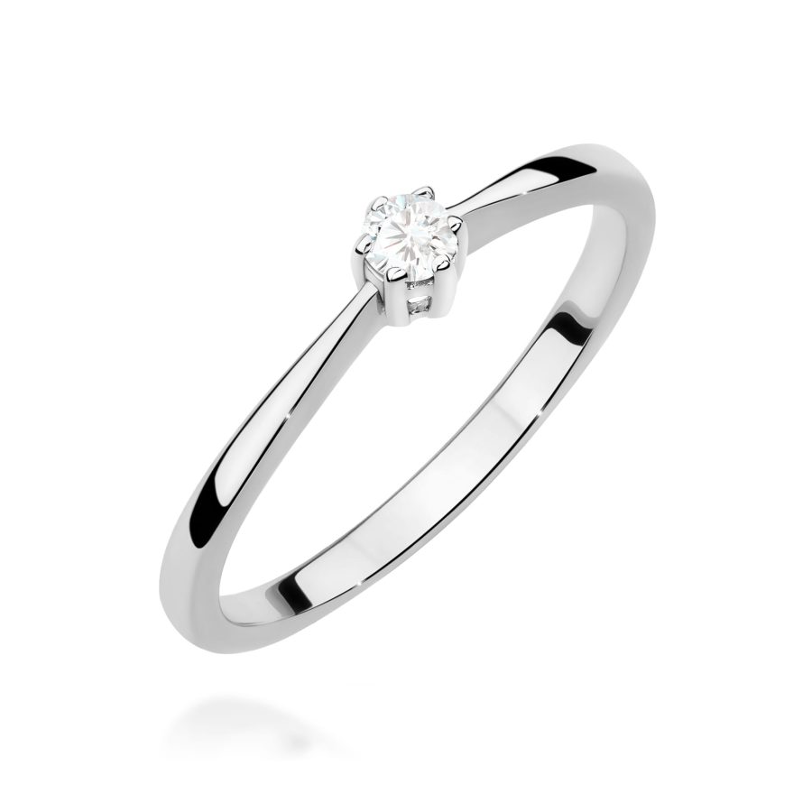 Pierścionek z diamentem 0,10 ct W0675 – białe złoto próby 585 – widok produktu 1