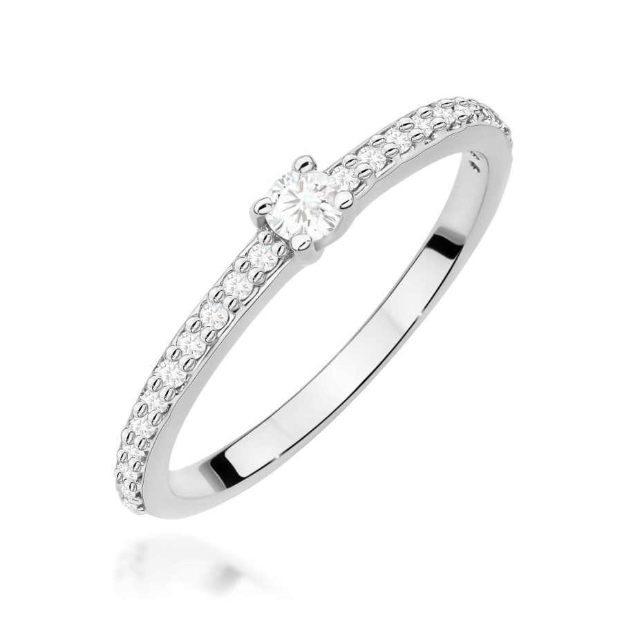 Pierścionek z diamentem 0,19 ct W0676 – białe złoto próby 585 – widok produktu 1