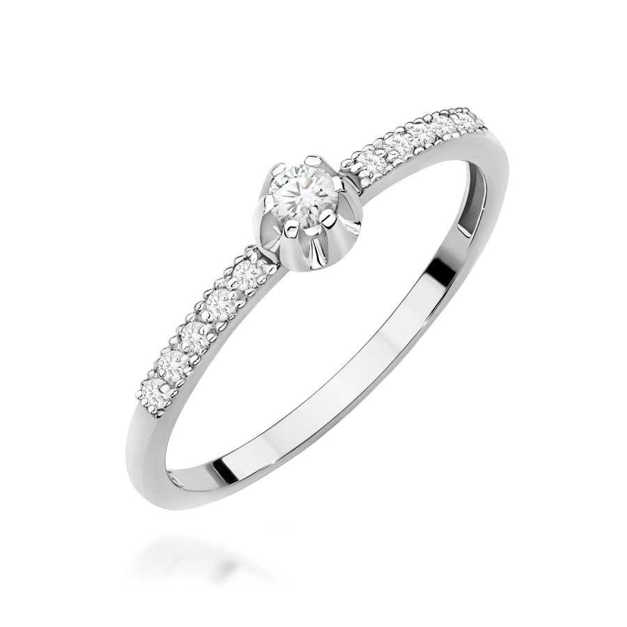 Pierścionek z diamentem 0,17 ct W0680 – białe złoto próby 585 – widok produktu 1