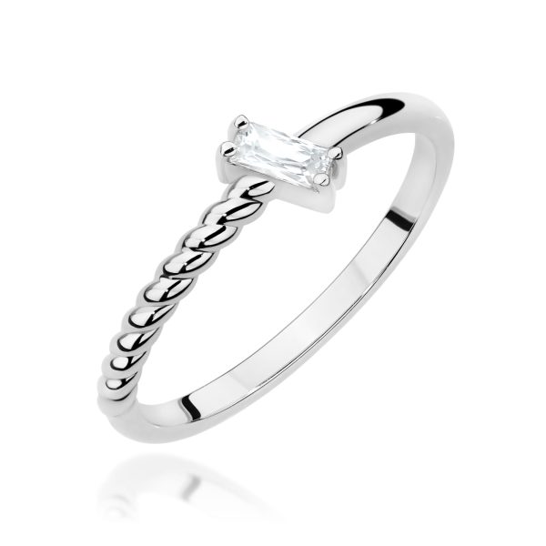 Pierścionek z diamentem 0,13 ct W0683 – białe złoto próby 585 – widok produktu 1