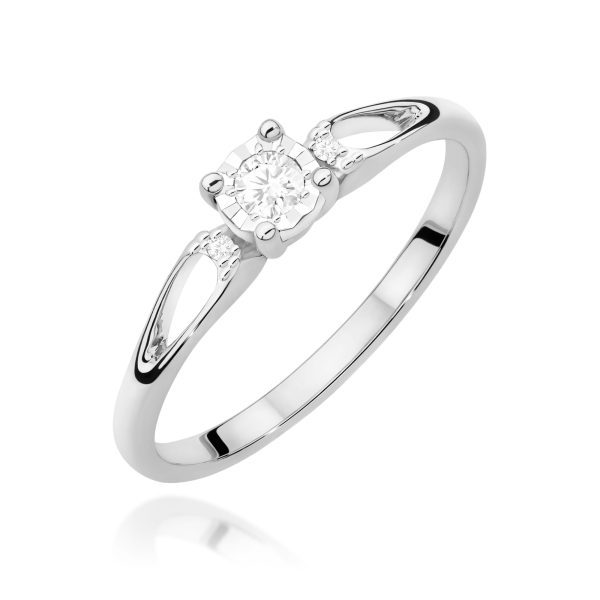 Pierścionek z diamentem 0,09 ct W0708 – białe złoto próby 585 – widok produktu 1
