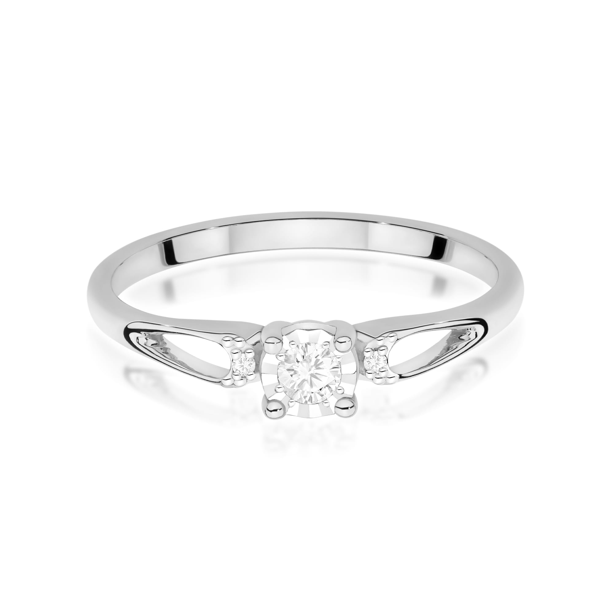 Pierścionek z diamentem 0,09 ct W0708 – białe złoto próby 585 – widok produktu 2