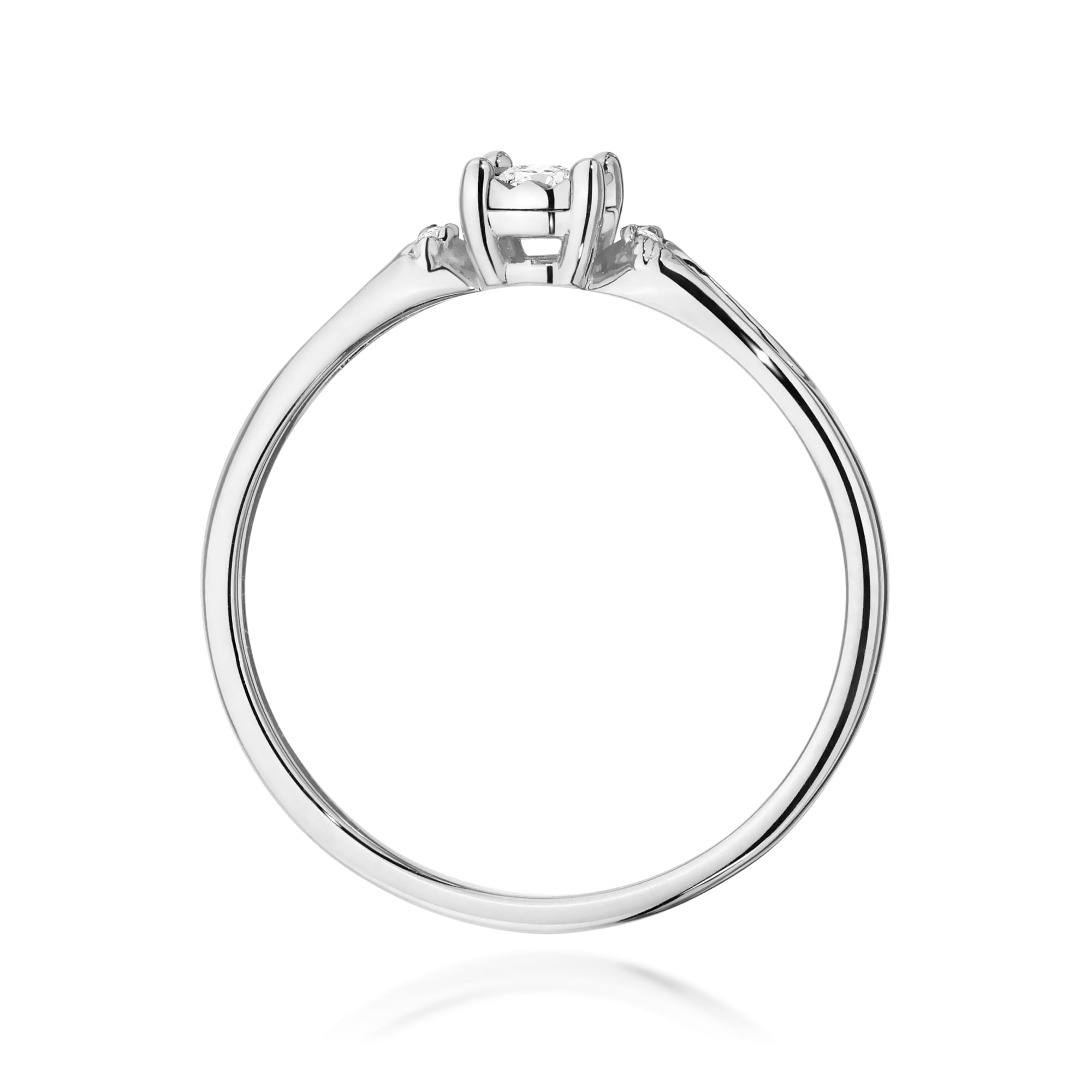 Pierścionek z diamentem 0,09 ct W0708 – białe złoto próby 585 – widok produktu 3