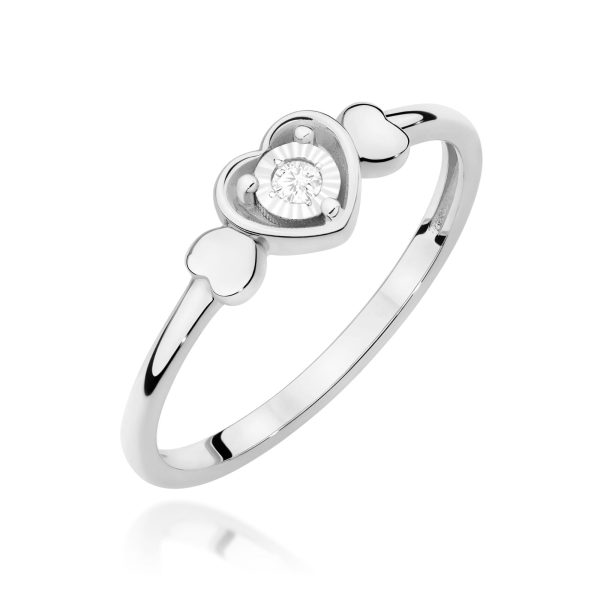 Pierścionek z diamentem 0,03 ct W0709 – białe złoto próby 585 – widok produktu 1