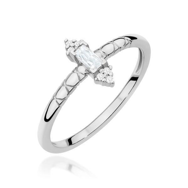Pierścionek z diamentem 0,13 ct W0713 – białe złoto próby 585 – widok produktu 1