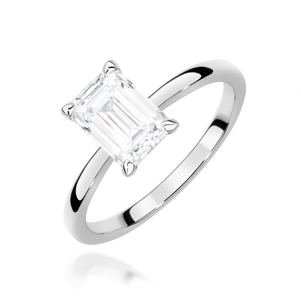 Pierścionek z kamieniem diament laboratoryjny 1,00 ct W0691 – białe złoto próby 585 – widok produktu 1