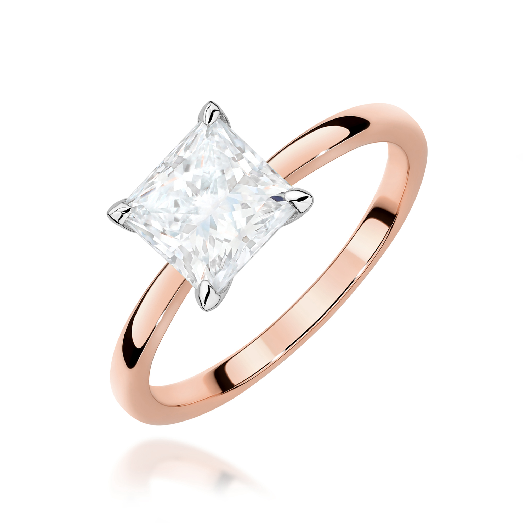 Pierścionek z kamieniem diament laboratoryjny 1,00 ct W0690 – różowe złoto próby 585 – widok produktu 1
