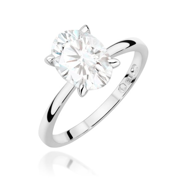 Pierścionek z kamieniem diament laboratoryjny 1,50 ct W0688 – białe złoto próby 585 – widok produktu 1