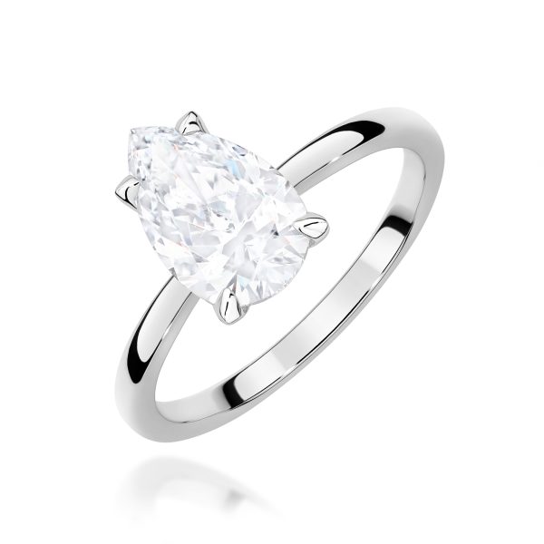 Pierścionek z kamieniem diament laboratoryjny 1,50 ct W0689 – białe złoto próby 585 – widok produktu 1